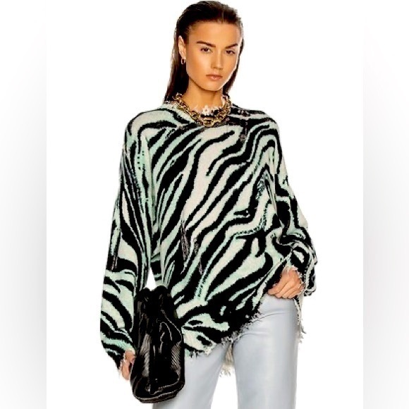 R13 Sweater Zebra Animal Print Oversized - Picture 1 of 12